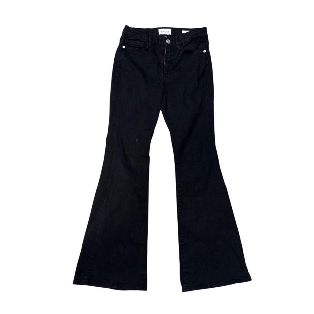 FRAME Le‎ Pixie High Flare Black High Rise Jeans Size 27 Womens Petite Denim